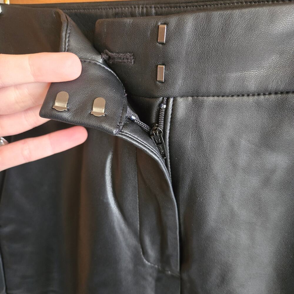 J. Crew Kate Pant Faux Leather Straight Leg Black 2 Trouser Bottom Soft Preppy - Picture 4 of 6